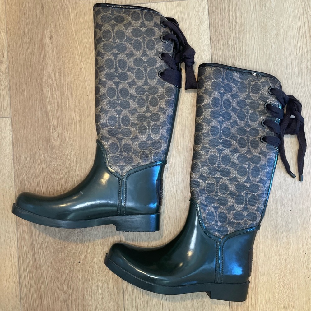 Coach monogram high boots size 7